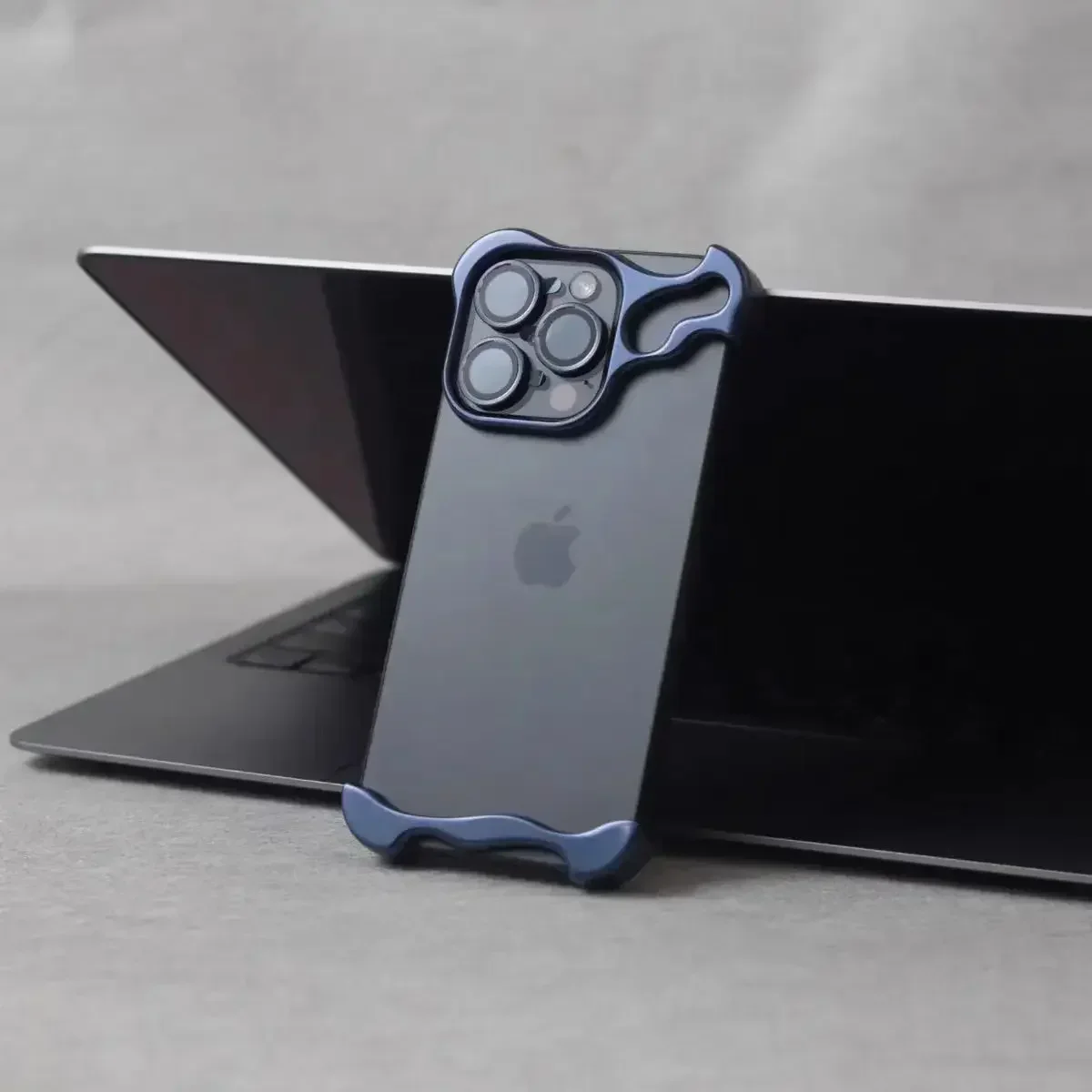 Irregular Metal Bumper Shockproof Phone Case with Lens Film Protection, Bare Aluminum Alloy Cover