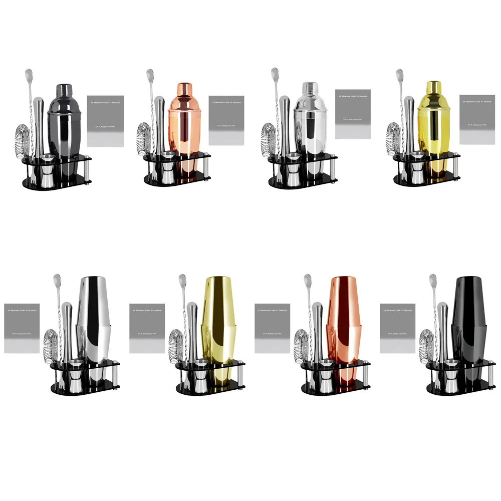 Cocktail Shaker Bartender Kit: 5pcs Bar Tool Set, Cocktail Shaker Set with Stand, Includes Martini Shaker,Strainer,Jigger