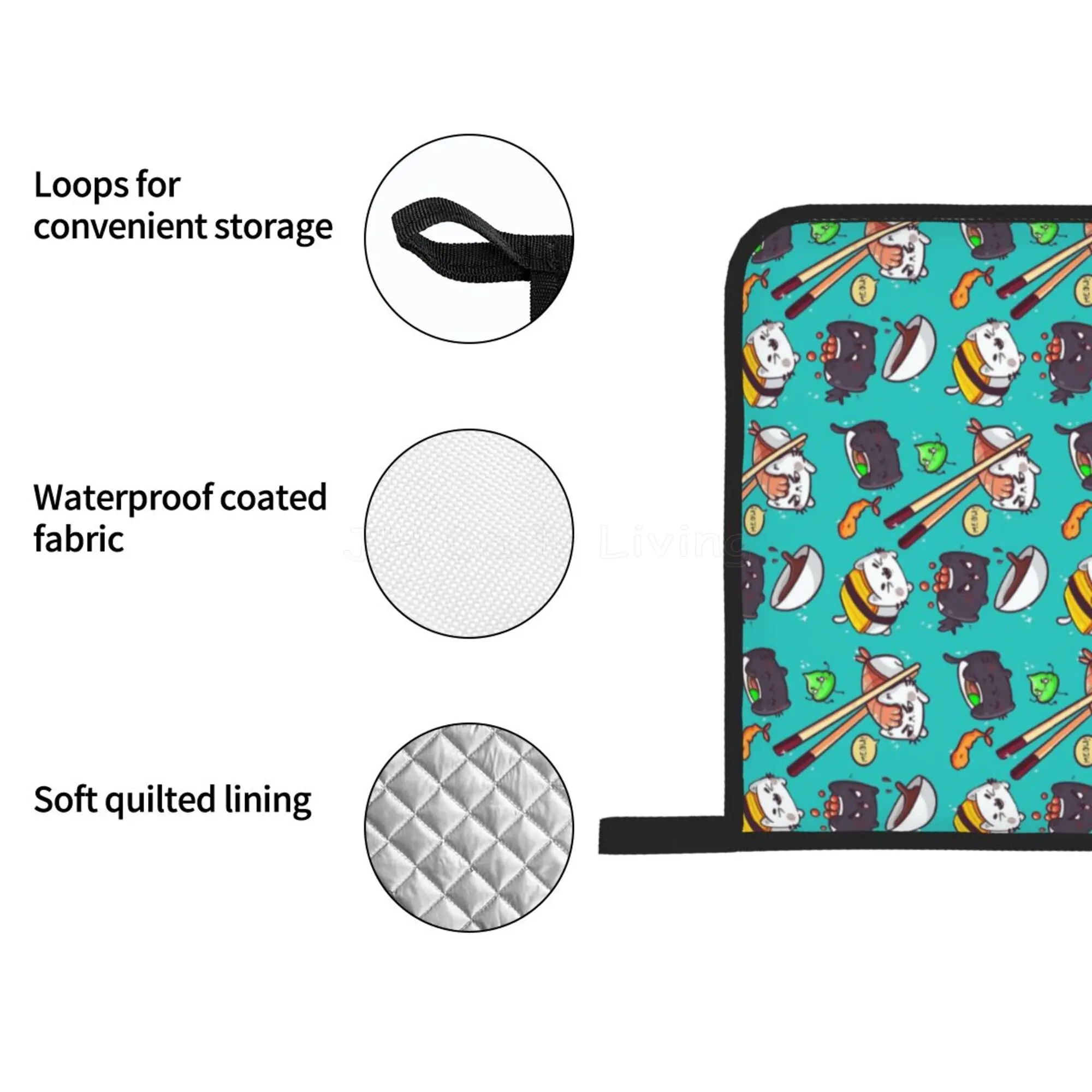 Japanese Anime Food Sushi Cat Oven Mitts and Pot Holders Sets Heat Resistant Non Slip Kitchen Oven Gloves for Cooking BBQ Baking