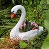 Creative Swan White Flower Pot, Animal Resin Crafts, Courtyard Balcony Garden Layout, Duck Decoration, Outdoor Decoration, 1Pc 3
