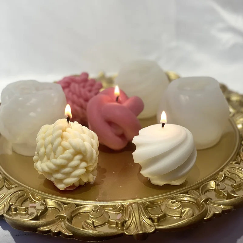 

Creative Wool Ball Candle Silicone Mold DIY Aromatherapy Handmade Plaster Wool Knot Decoration Resin Candle Mould Artwork