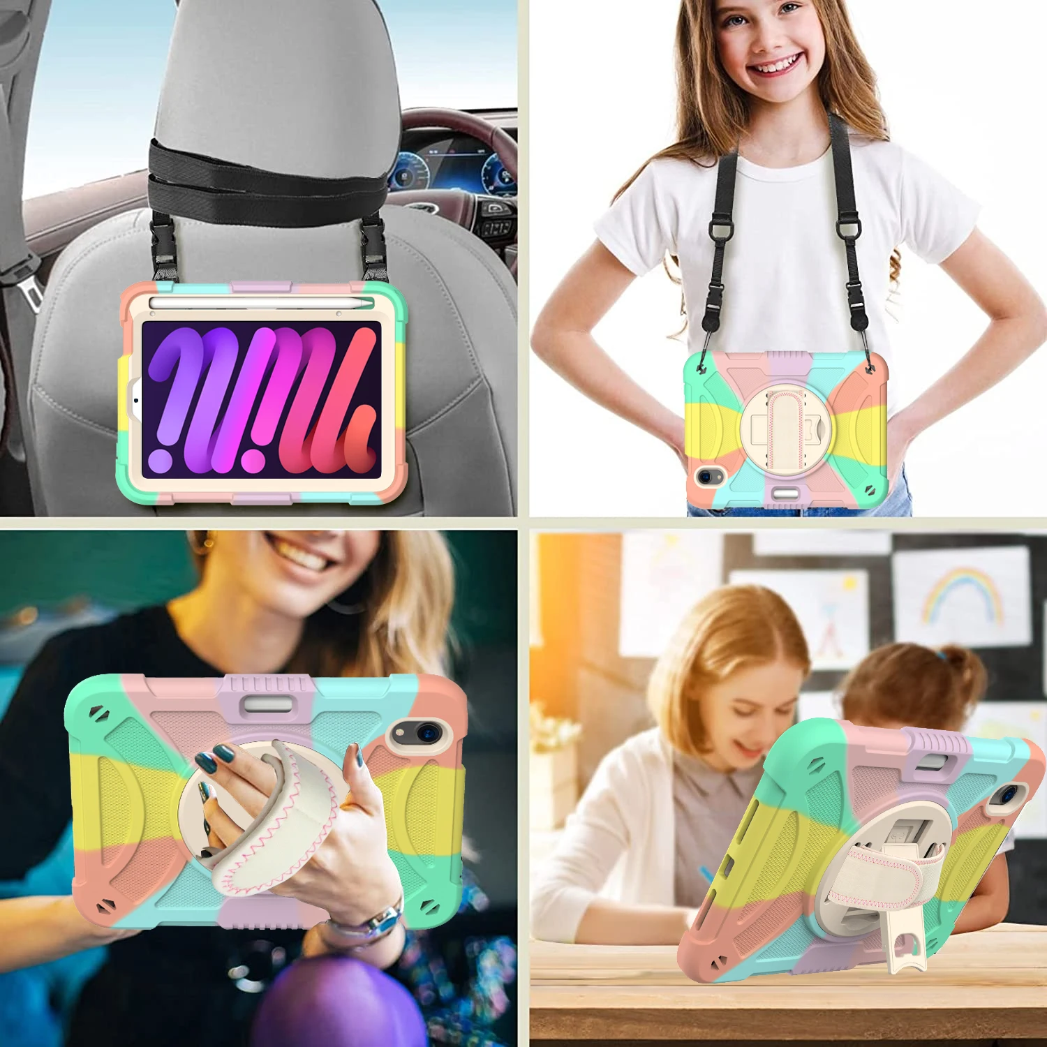 Versatile 360° Rotating Protective Case with Kickstand, Shoulder Strap, and Pen Slot