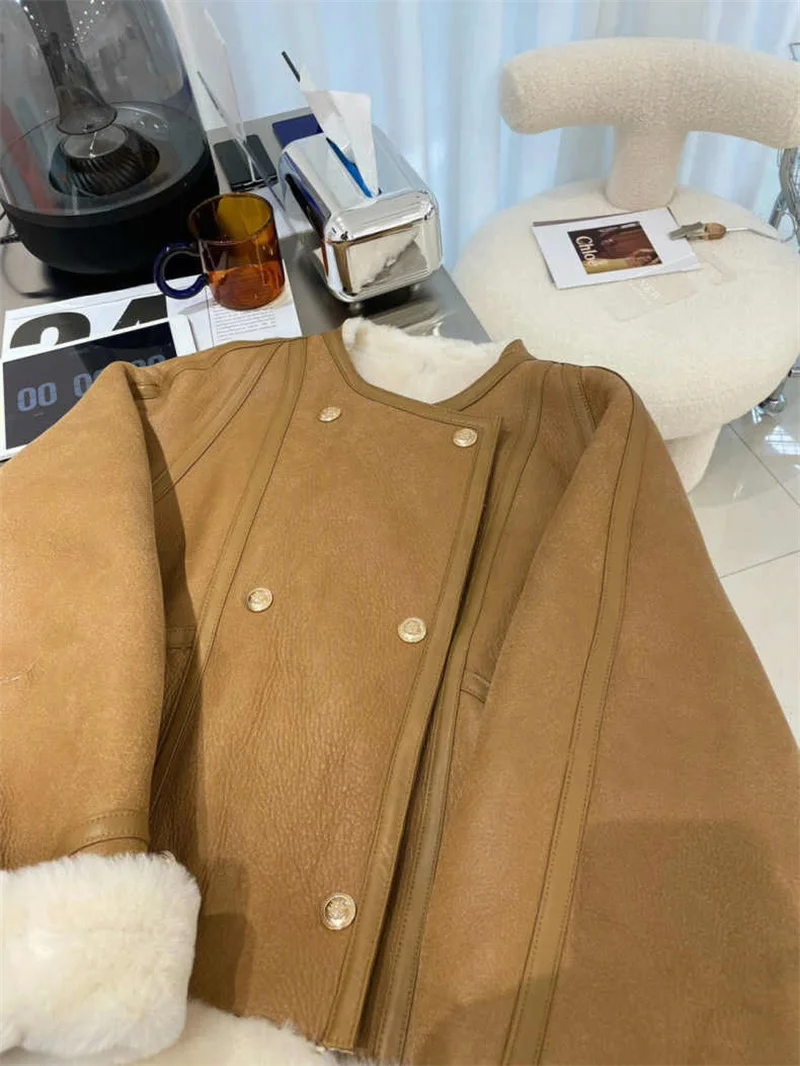 Feather Yi special 300 Pounds Fur One Coat Female 2023 Winter High-Grade Soft Waxy Waxy Warm Lamb Wool Coat Female Solid Color