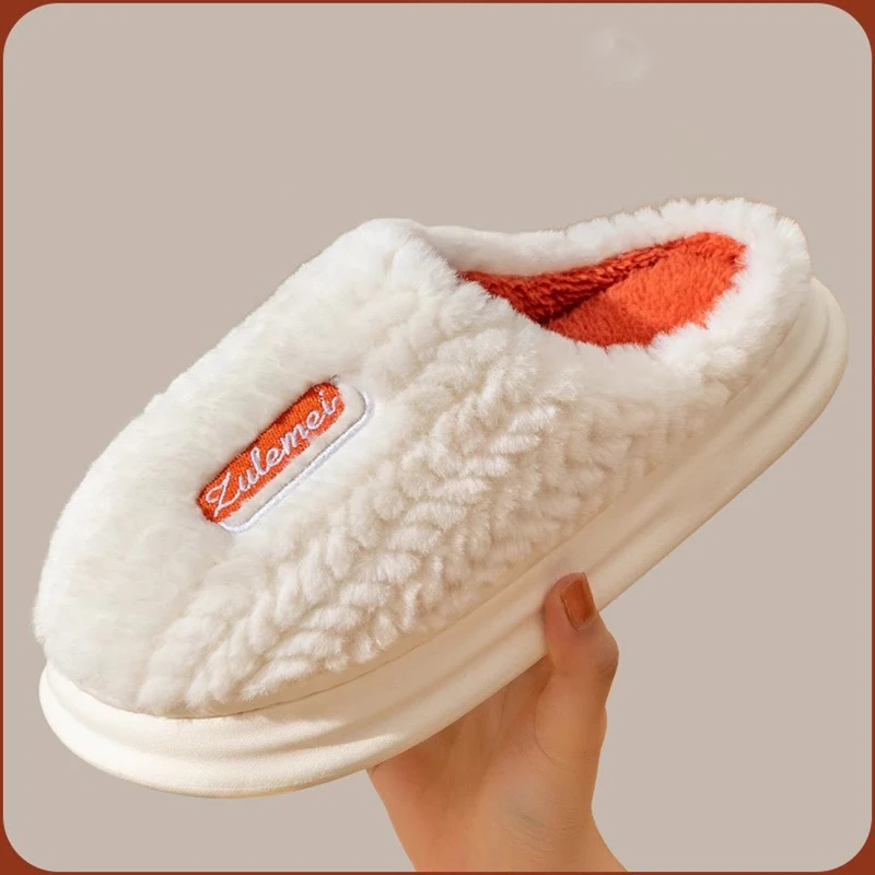 2024 New Cotton Slippers for Women Winter Indoor Home Couple Thick Bottom Warm Home Plush Slippers for Men 3