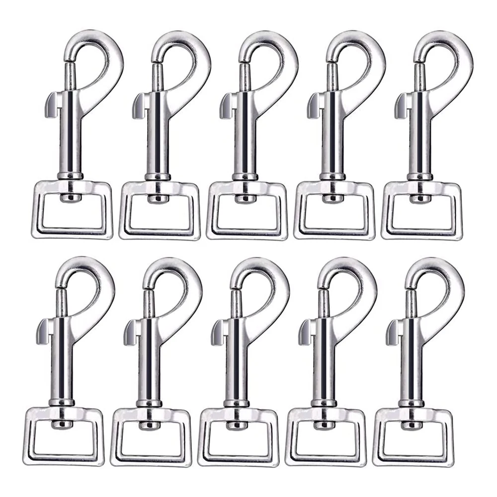 10Pcs Swivel Snap Hooks, Metal Heavy Duty Square Eye Clasp Buckle Trigger Clip Multipurpose for Spring Pet Buckle, Key Chain