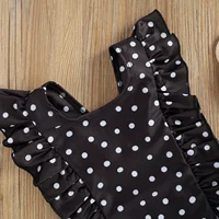 Breathable Little Girls Fashion Swimsuit Summer Children Fashionable Black/White Wave Point Sleeveless Swimwear For Vacation 4