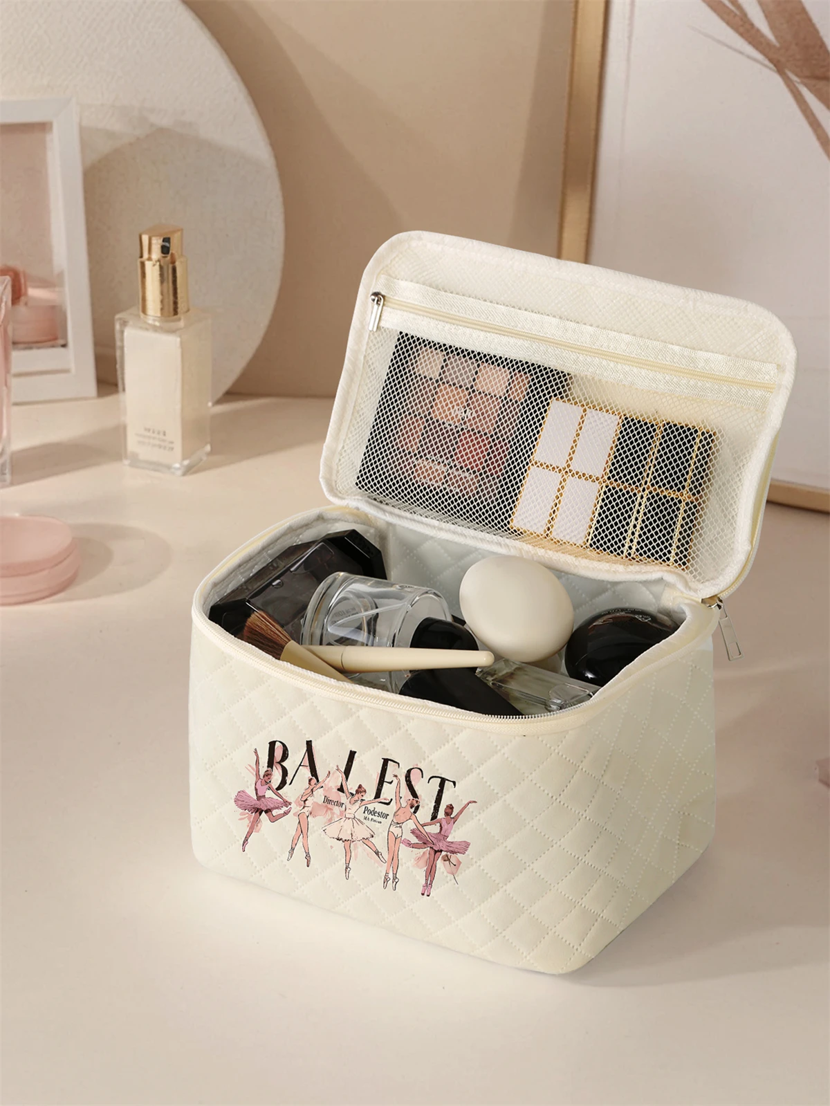 1 Set Portable Makeup Bag, Large Capacity Design, Easily Accommodate Your Cosmetics, Lightweight And Portable For Storing Cosmet