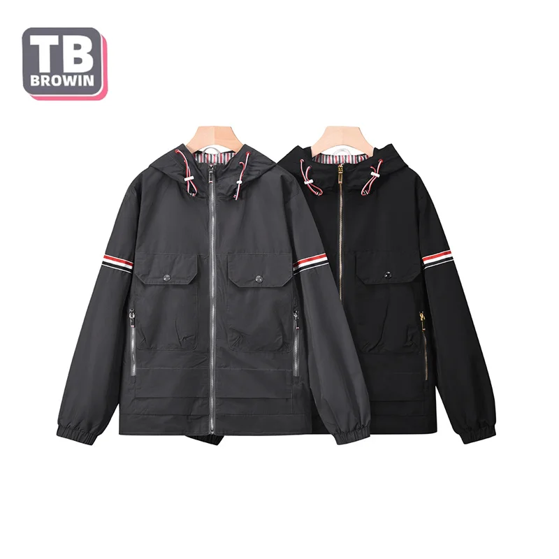 

TB YJ03 Men's Jacket Windbreaker outdoor Leisure Thom Winter Classic Zipper Brand Coat Locomotive flight suit