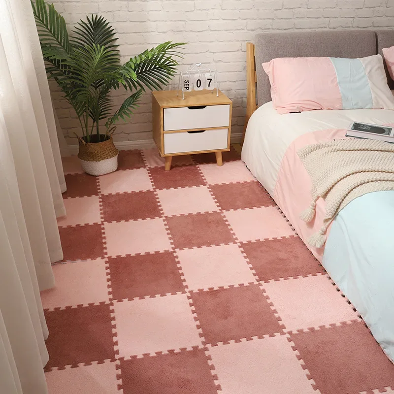 Warm and Soft Plush Carpet with Interlocking Eva Foam Puzzle Pieces for Children's Play Area Rugs Rug Bedroom Bedrooom Foot Mat