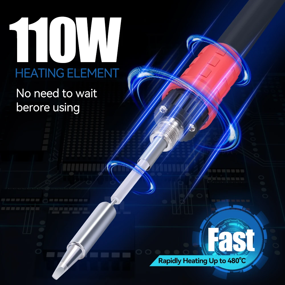 YIHUA 995D+I Hot Air Rework Station 110W Soldering Iron Station with Large Digital Display Optional Easy Plug-pull Nozzle 2