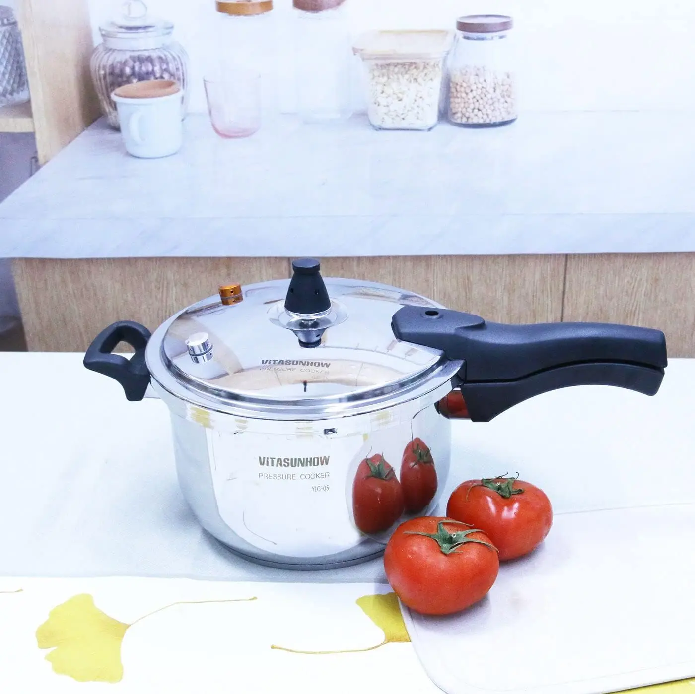 Pressure Cooker with Steamer Basket Faster Cooking and Safety Pressure Release