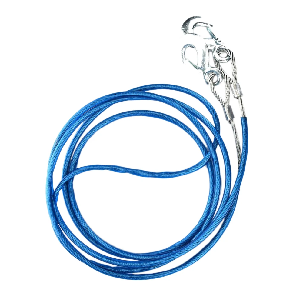 

Тяжелые буксировочные тросы 5 м, 7 тонн, Проволочный Трос, высокопрочный, безопасный крючок, стальная проволока, трейлер, автомобильная лодка, аварийный буксир