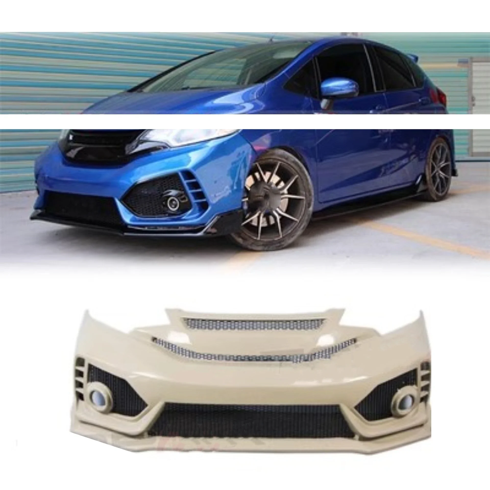 ABS Material Front Rear Bumper Side Skirt for Honda FIT JAZZ GK5 Convert Type-R Style Body Kit Car Accessories