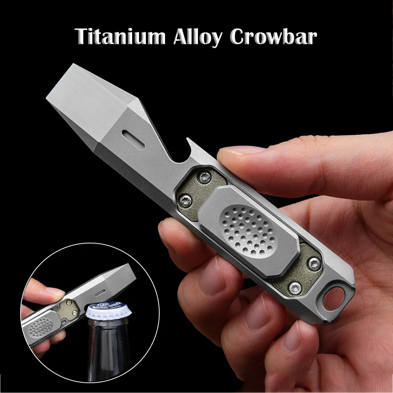 

TC4 Titanium Alloy Crowbar Multi-function Decompression Push Slider Anti Stress Outdoor Camping Bottle Opener EDC Tools