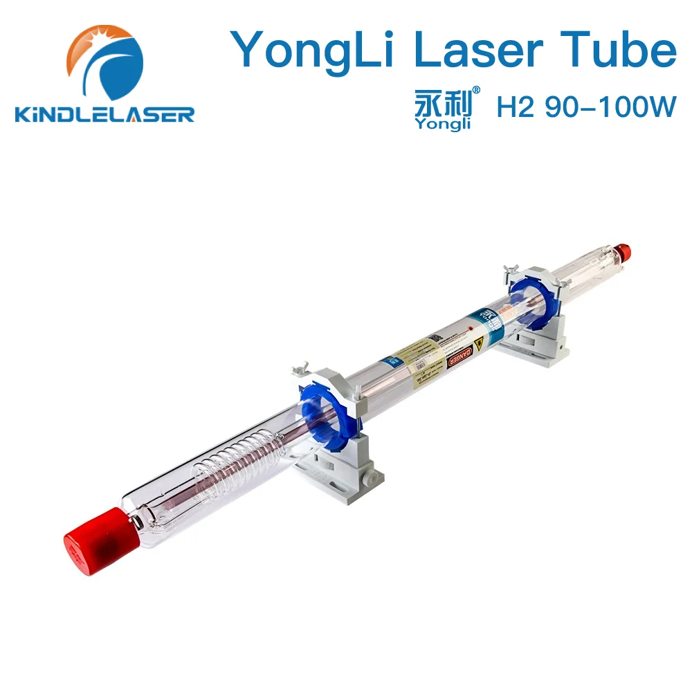 

KINDLELASER Yongli H2 90-100 Вт CO2 лазерная трубка серии H диаметр 60 мм деревянная коробка для лазерной гравировальной машины