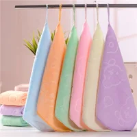 Candy Color Microfiber Kindergarten Square Children's Washing Hands Cleansing Soft Quick-drying Small Towel Hook Up Handkerchief 1