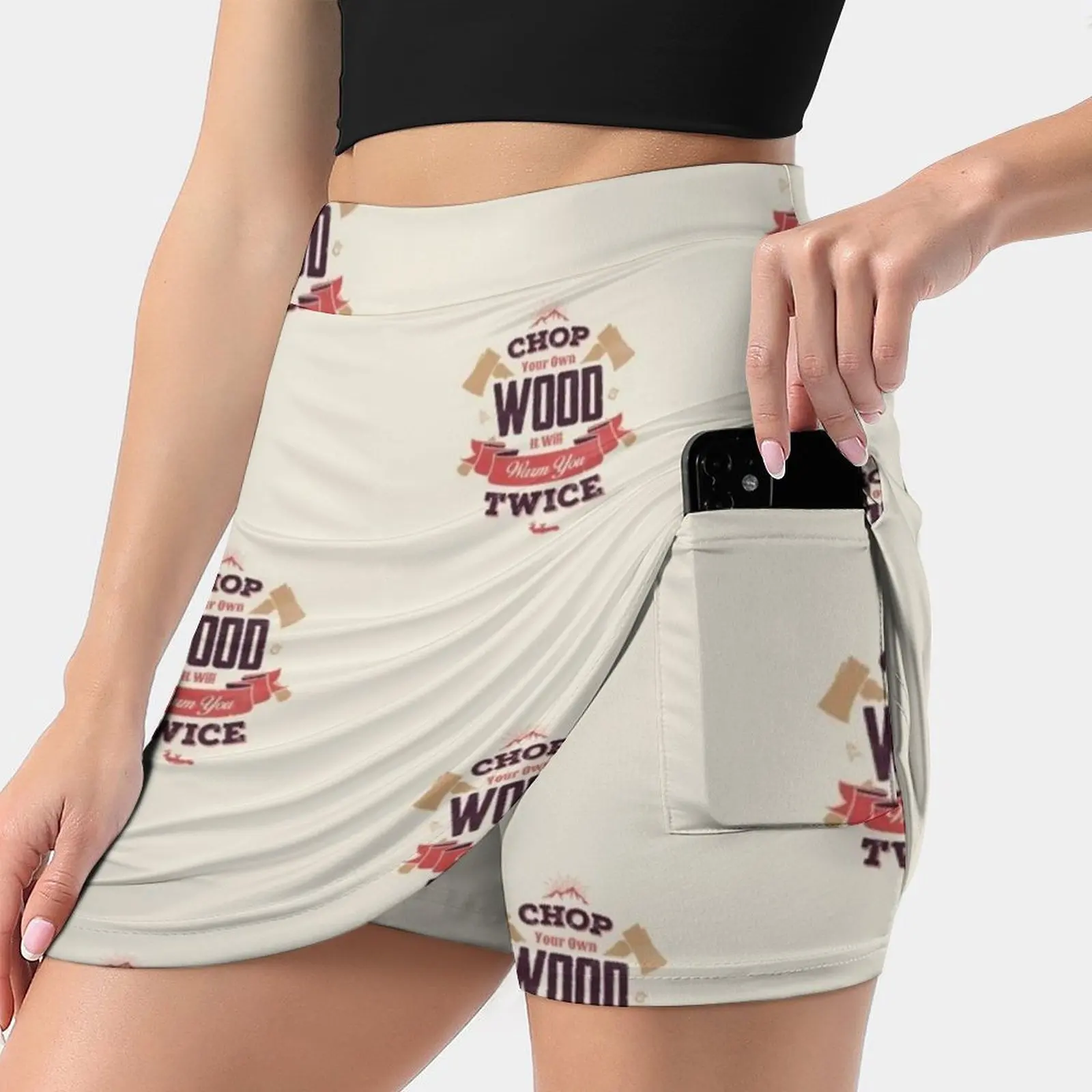 

Chop Your Own Wood Women's skirt With Hide Pocket Tennis Skirt Golf Skirts Badminton Skirts Running skirts Typography Quote