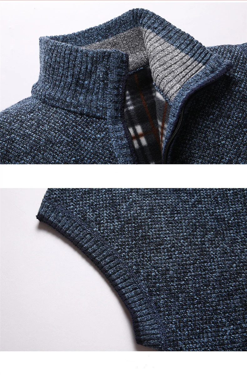 Pull En Tricot De Coton Torsadé Pour Homme - Automne Et Hiver - Avec Fermeture éclair - Col Montant, Abricot, S