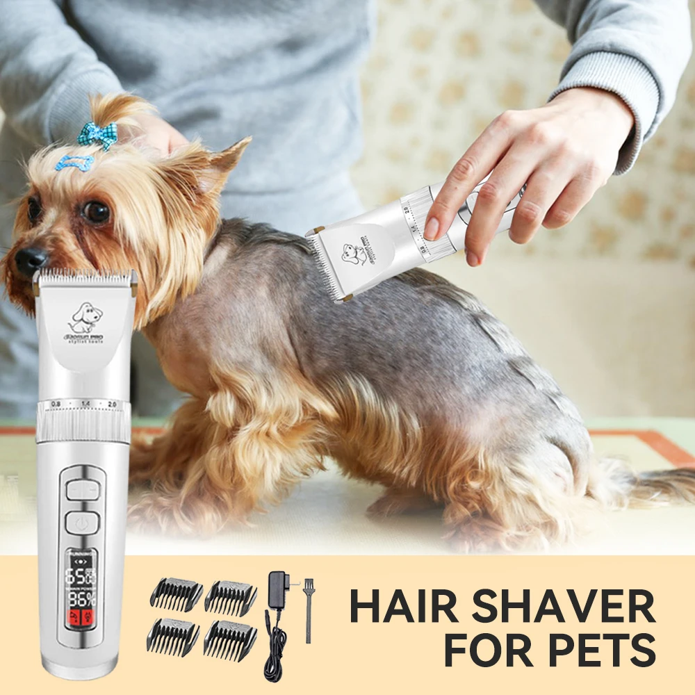 Pet Hair Trimmer Dog Hair Trimmer Dog Clipper Pet Clipper Hair Trimmer Rechargeable Professional Pet Dog Animal Shaver Hair Cutter Trimmer Electrical Grooming Clipper Low Noise Cats Haircut