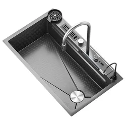 304 Stainless Steel Sink for Kitchen Sink Black Nano Waterfall Sink Multifunction Washbasin Large Dishwasher Kitchen Accessory