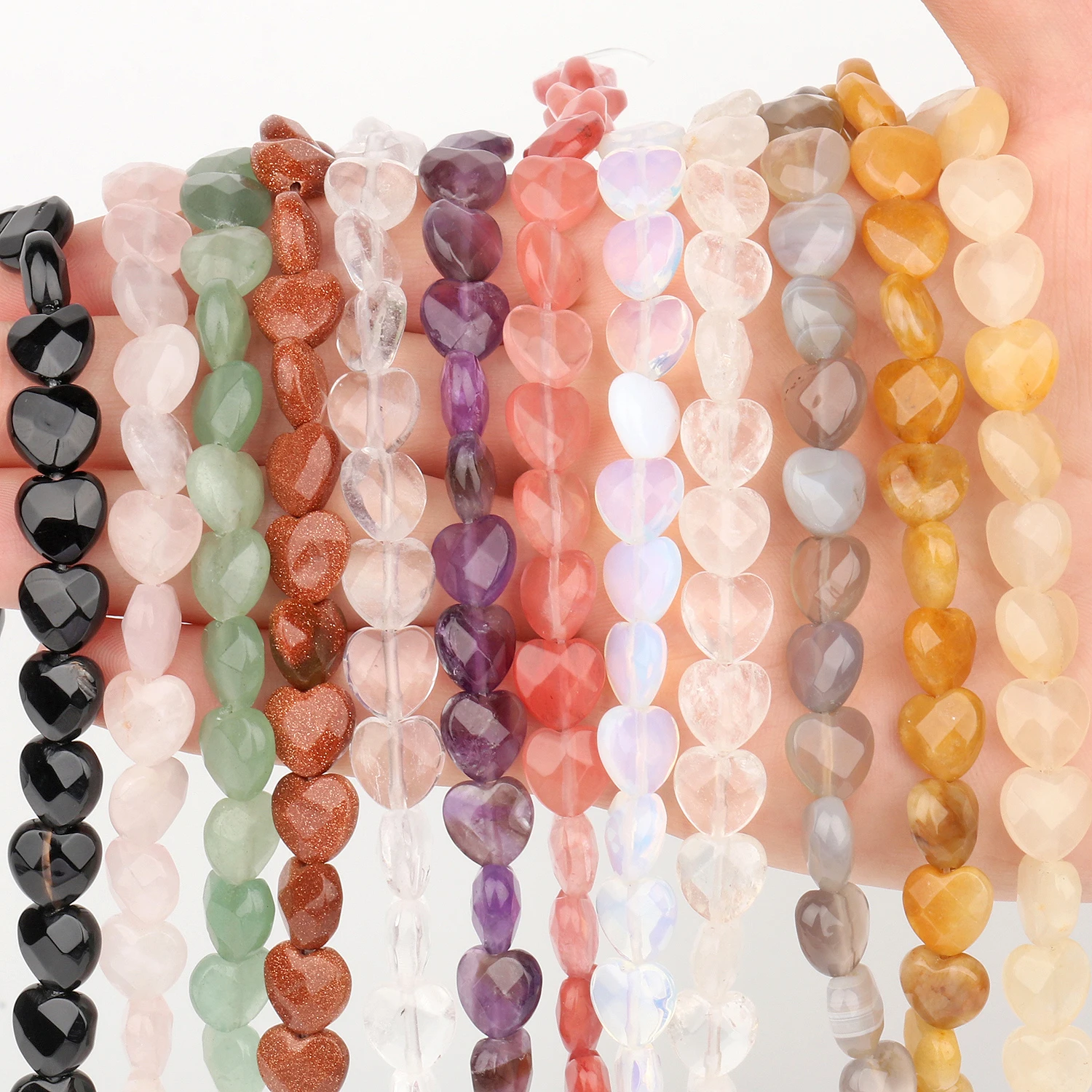 10 Perles Facettées En Quartz Rose Naturel - Pierres Précieuses En Vrac Pour Création Bijoux