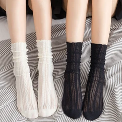 Women Summer Socks Mesh Lace Sexy Ultra-thin Transparent Soft Short Sock  Stretch Elasticity Ankle Lolita JK Sox Harajuku Retro