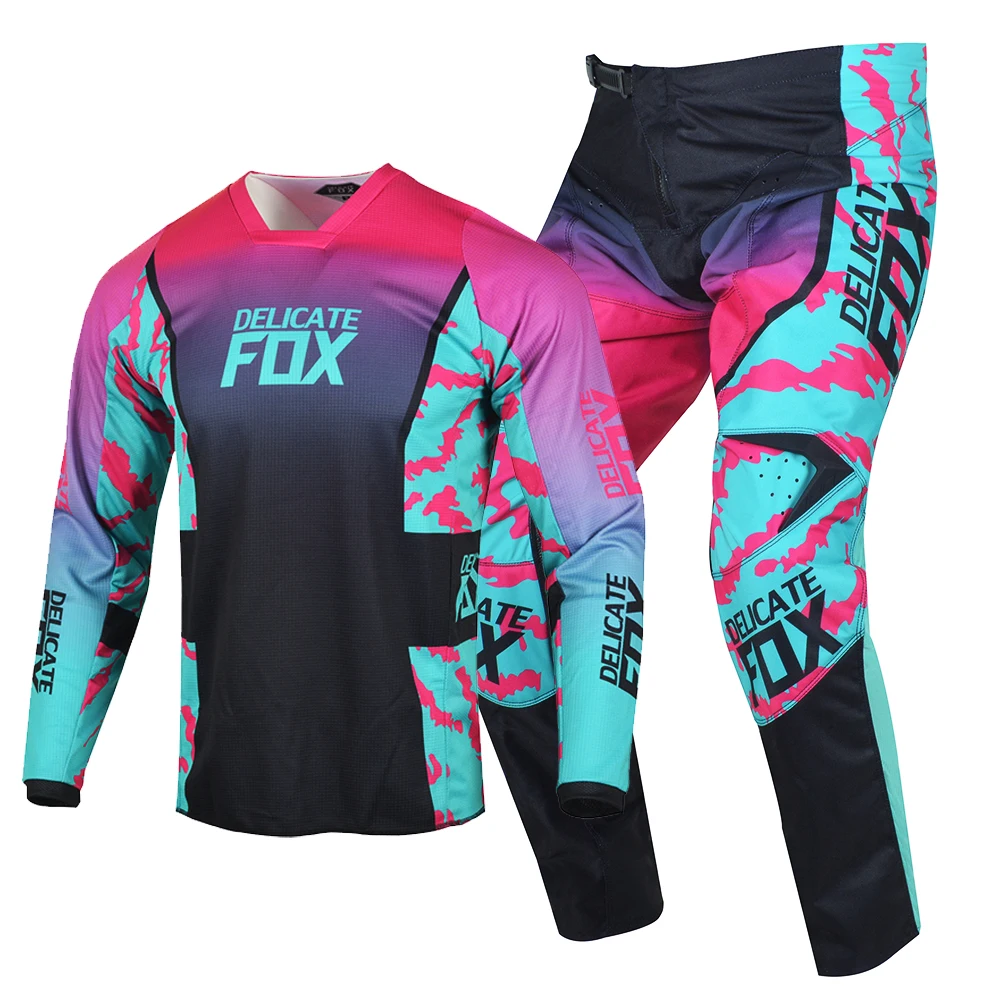 Delicate Fox 180 360 Gear Set Motocross Jersey Pants Combo MX BMX Dirt Bike Outfit Mountain Bicycle Off-road Men Suit For Adult