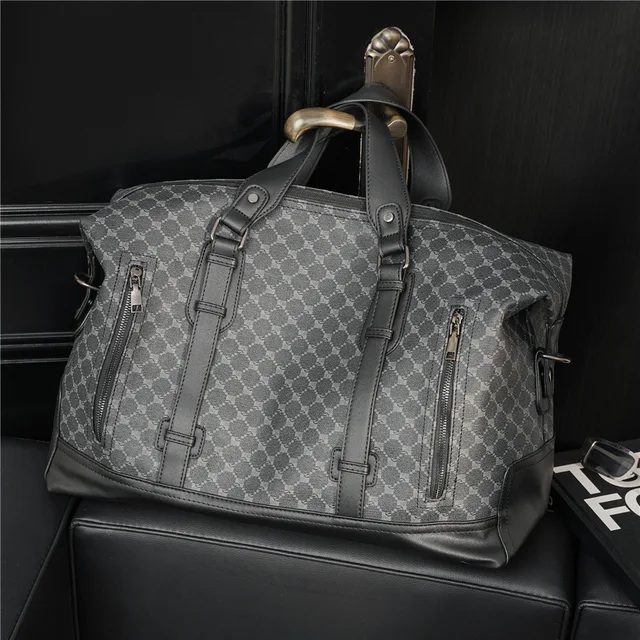 Plaid Top-Handle Bags Men Crossbody Shoulder Bag High Capacity