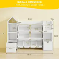Vabches Kids Bookshelf with 8 Removable Toy Bins Toy Storage Organizers with 2 Storage Box on Wheels Children Bookcase Kids Room 2