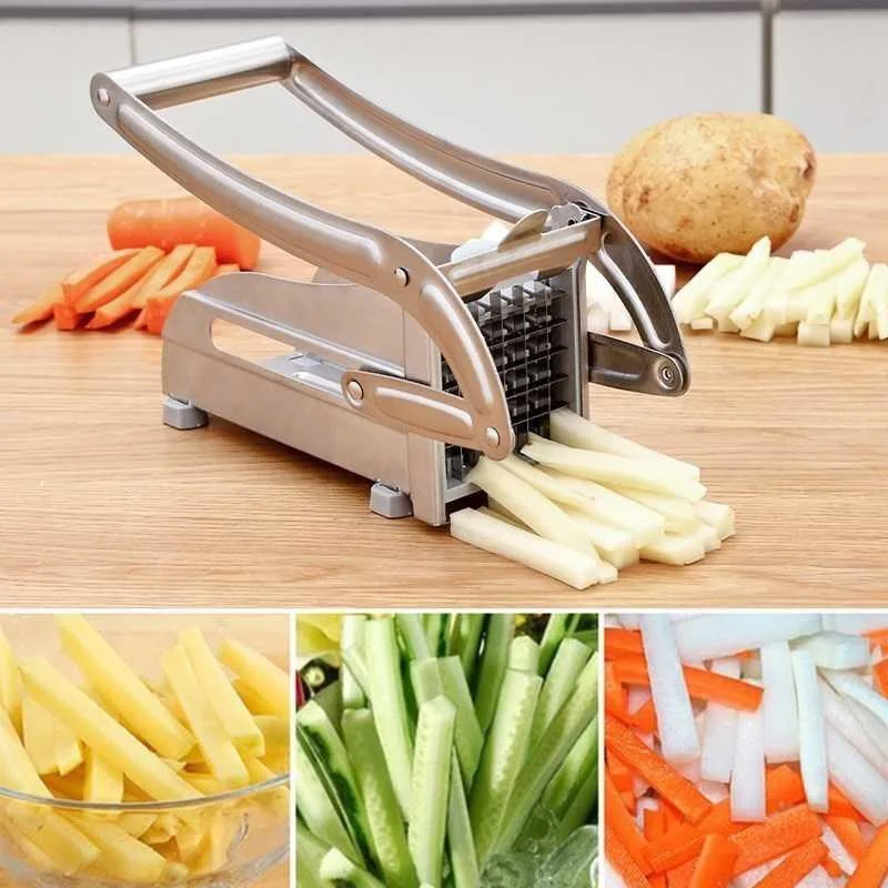 Stainless Steel Potato Slicer Cutter Chopper Potato Chipper For Cucumber Carrot Manual French Fry Cutters Bar Cutting Machine