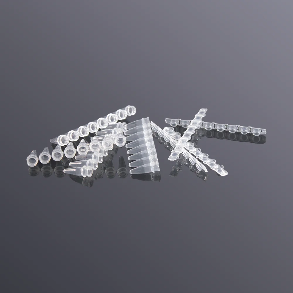0.2ml Pcr 8 Strips Tube Lab Fluorescence Quantitative PCR Tube Strip 125pcs PP Centrifuge With Cover Medical Supplies