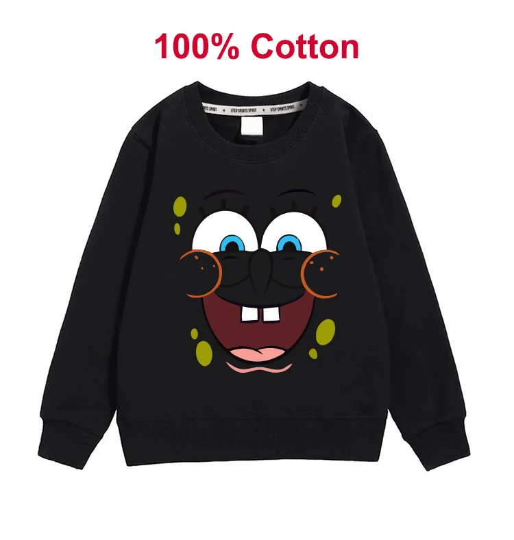 캐주얼 트렌디한 노란색 스폰지  프린트 후드, 십대 소녀 크루넥 풀오버 셔츠, 면 프린트 스웨터 상의, 신제품