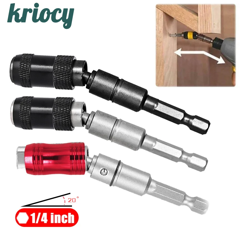 1/4&quot Hex Magnetic Screw Drill 20° Pivoting Locking Bit Quick Change Holder Guide Woodworking Screwdriver Extension Rod |