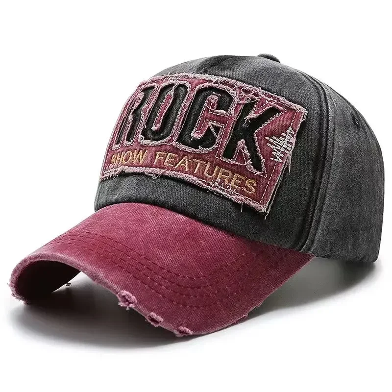 Outdoor baseball hat letter ROCK embroidery cotton cap for men women