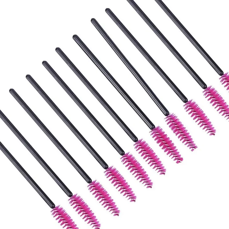 Wholesale 200 PCS Disposable Eyelash brush Mascara Wands Spoolies for Eye Lash Extension, Eyebrow and Makeup (Black&Rose red) 5