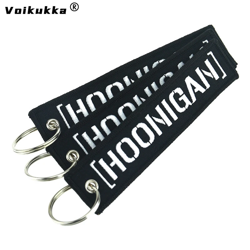 Motorcycle Keychain HOONIGAN LAUNCH KEY Both Sides Embroidered For Men Boyfriend Voikukka Jewelry