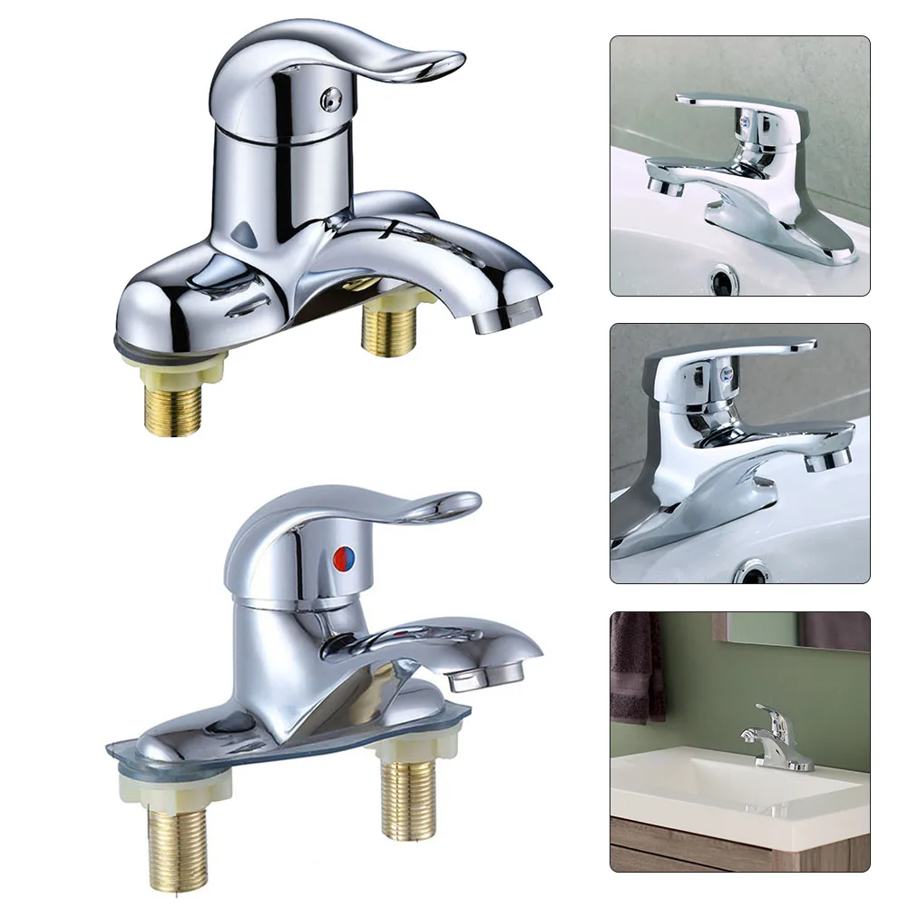 Basin Faucet Bathroom Double-Hole Hot And Cold Water Faucet For Toilet Kitchen Bathroom Plastic Steel Sink Mixer Tap