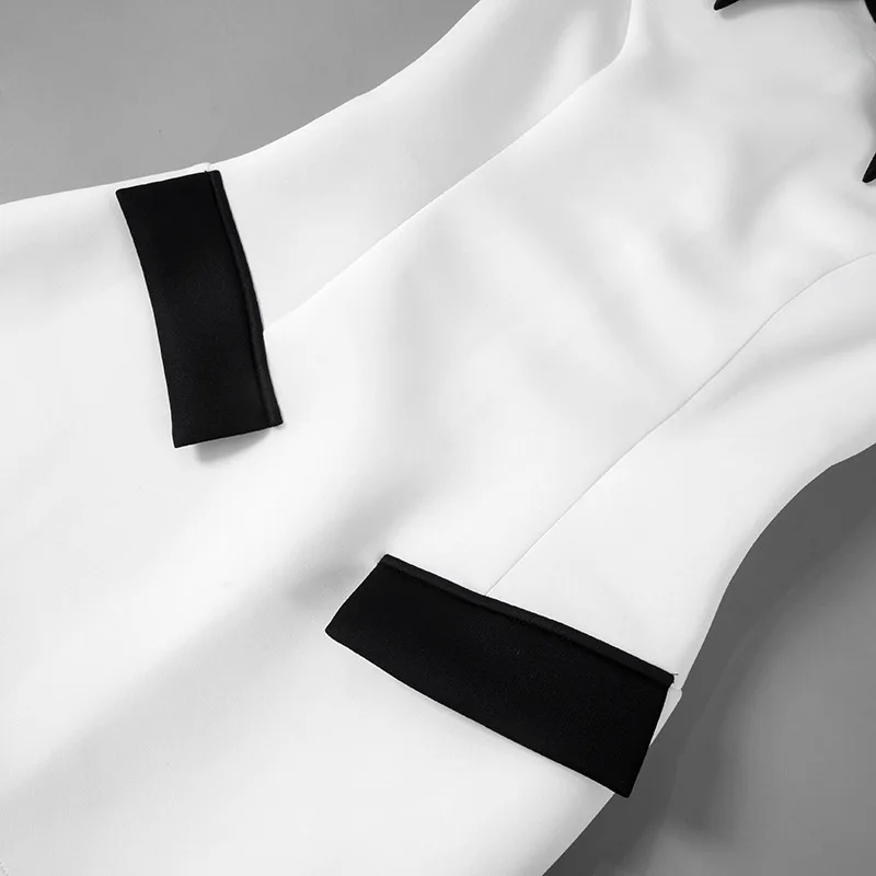 Vestido mini de verano con contraste para mujer, cintura alta, patchwork, solapa, ajustado, elegante, estilo urbano