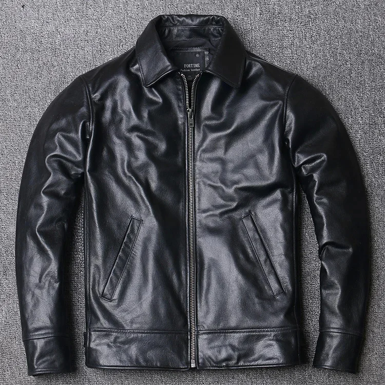 Description Picture 2 of item2024 New Black Soft Cowhide Jacket Men's Genuine Leather Coat Dad's Plus Size Male Clothes S-5XL