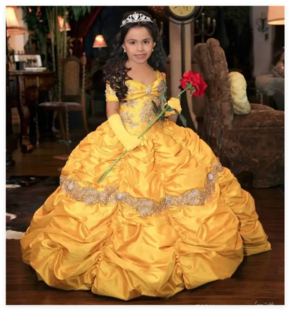 Retro Princess Beaded Flower Girl Dresses Lace Taffeta Little Girl Wedding Dresses Vintage Pageant Dresses Gowns 1