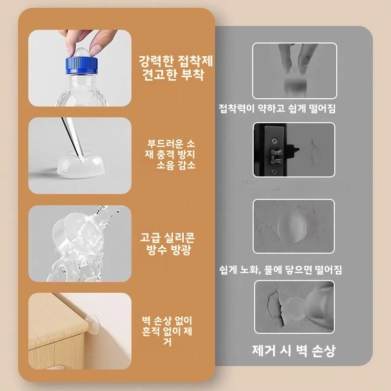 실리콘 도어 핸들 충돌 방지 스티커 벽걸이형 냉장고 도어 스토퍼 저소음 패드 캐비닛 파티클 벽 데칼