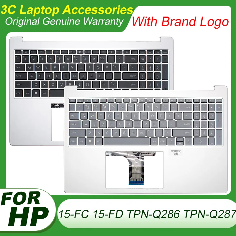 

New US Keyboard for HP 15-FC 15-FD TPN-Q286 TPN-Q287 Laptop Palmrest Cover Upper Top Case Replacement N36752-001 NO Backlight