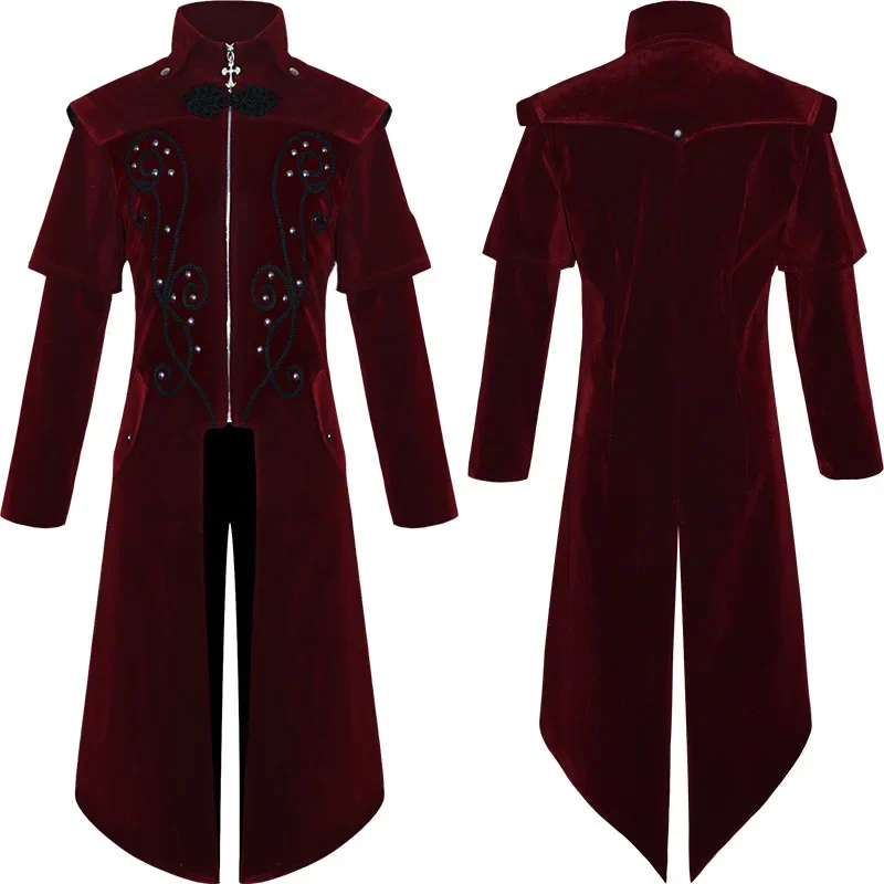 Giacca Steampunk Uomo Vittoriana Verde Manica Lunga - Cappotto Irregolare Con Cerniera Per Halloween O Cosplay - Taglia 3XL