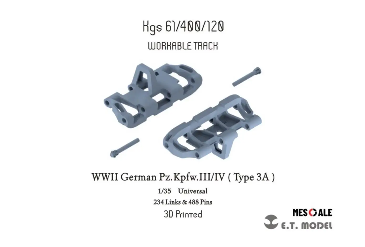 

ET MODEL P35-020 1/35 WWII German Pz.Kpfw.III/IV（Type 3A）Workable Track (3D Printed)