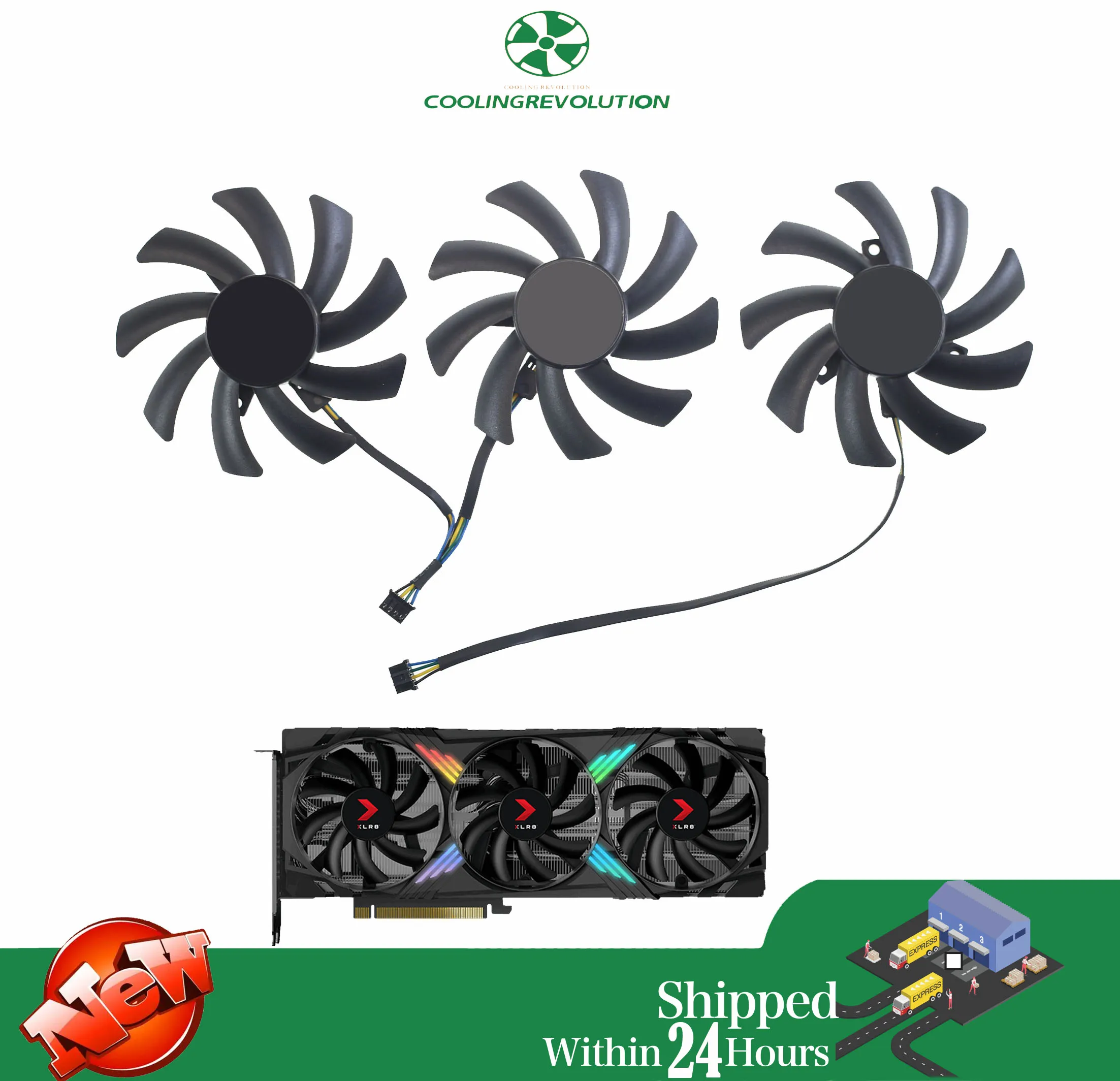 Ventilador de Placa Gráfica T129215su Overlocked Triplo Cooler para Pny Geforce Rtx 4070 4060 ti Xlr8 Gaming Verto Epic-x Rgb dc 12v 0.50amp 87 mm