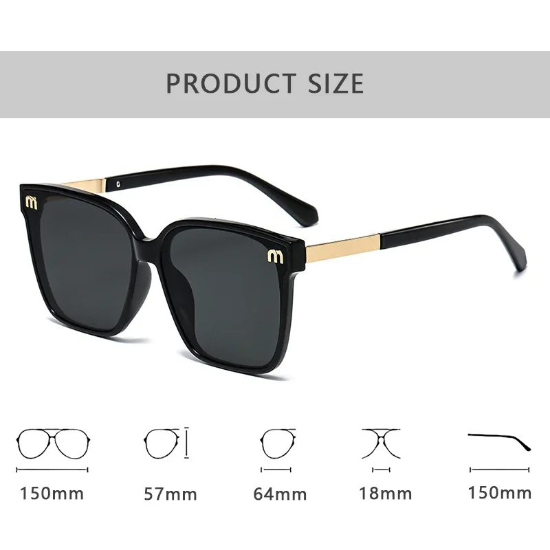 Luxury Designer Square Letter Mirror Sunglasses for Women - Trendy Vintage Travel Shades