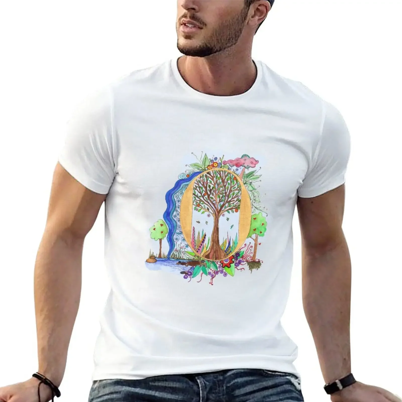 

O - an illuminated letter T-Shirt Short sleeve tee quick-drying t shirts men