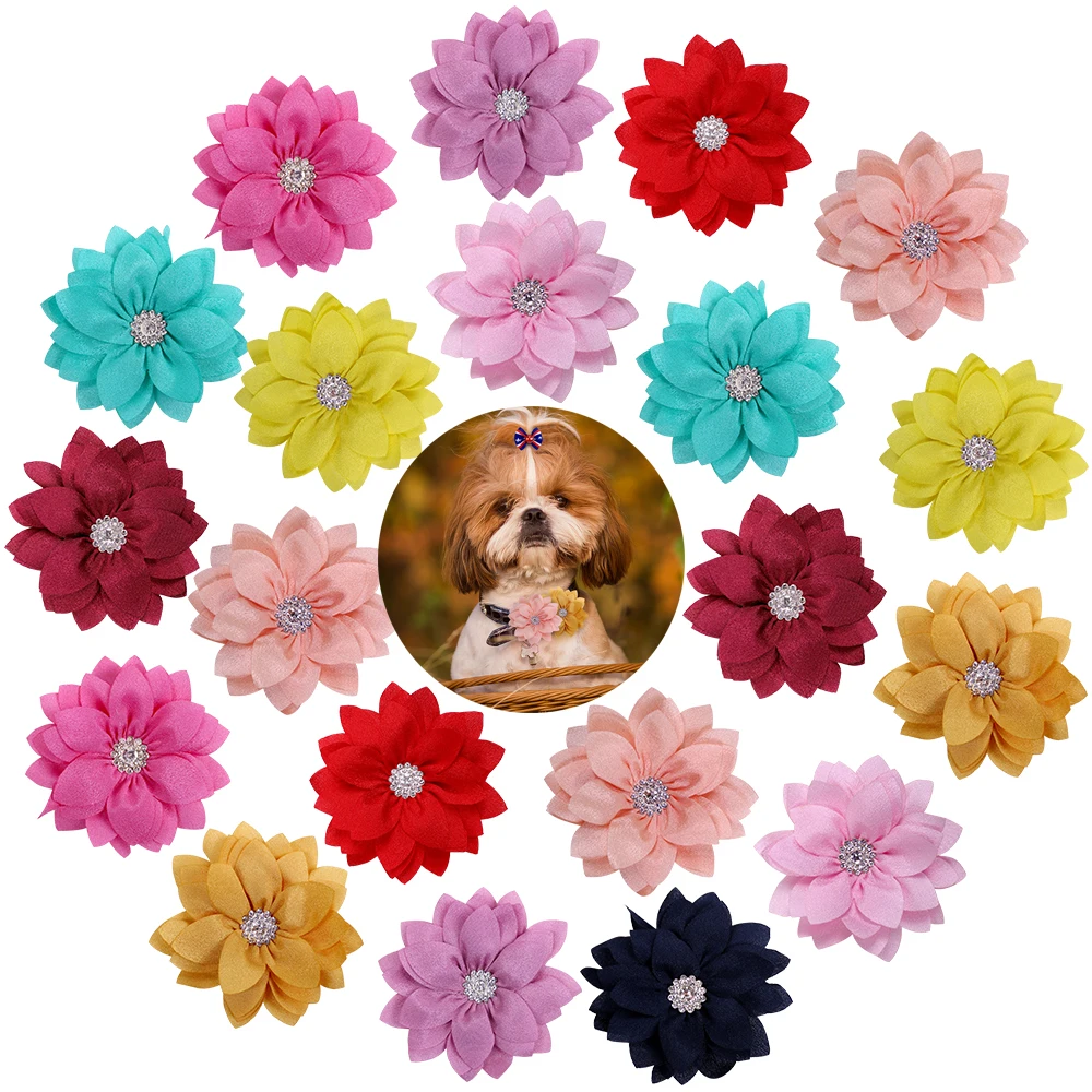 50pcs Wholesale Pet Dog Puppy Cat Collar Accessories Flower Dog Bows