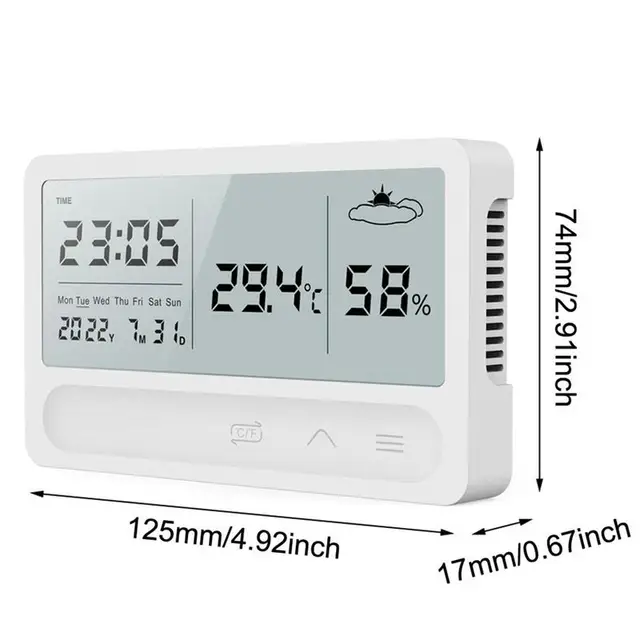 Többfunkciós Termo-Hidrométer Hordozható Mini Digitális Higrométer Usb Töltő Hőmérő Óra Riasztással És Időjárás-Előrejelzéssel - Image 6