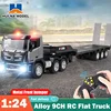 Huina 1318 RC Flat Truck Model 1:24 Alloy Engineer Vehicle 2.4G Remote Control Car 9Channels Radio Controlled Trailer Toys for B 1